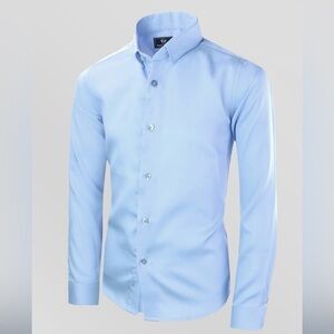 Black N Bianco Signature Boys' Button Down Dress Shirt Light Blue Size 12 NWOT